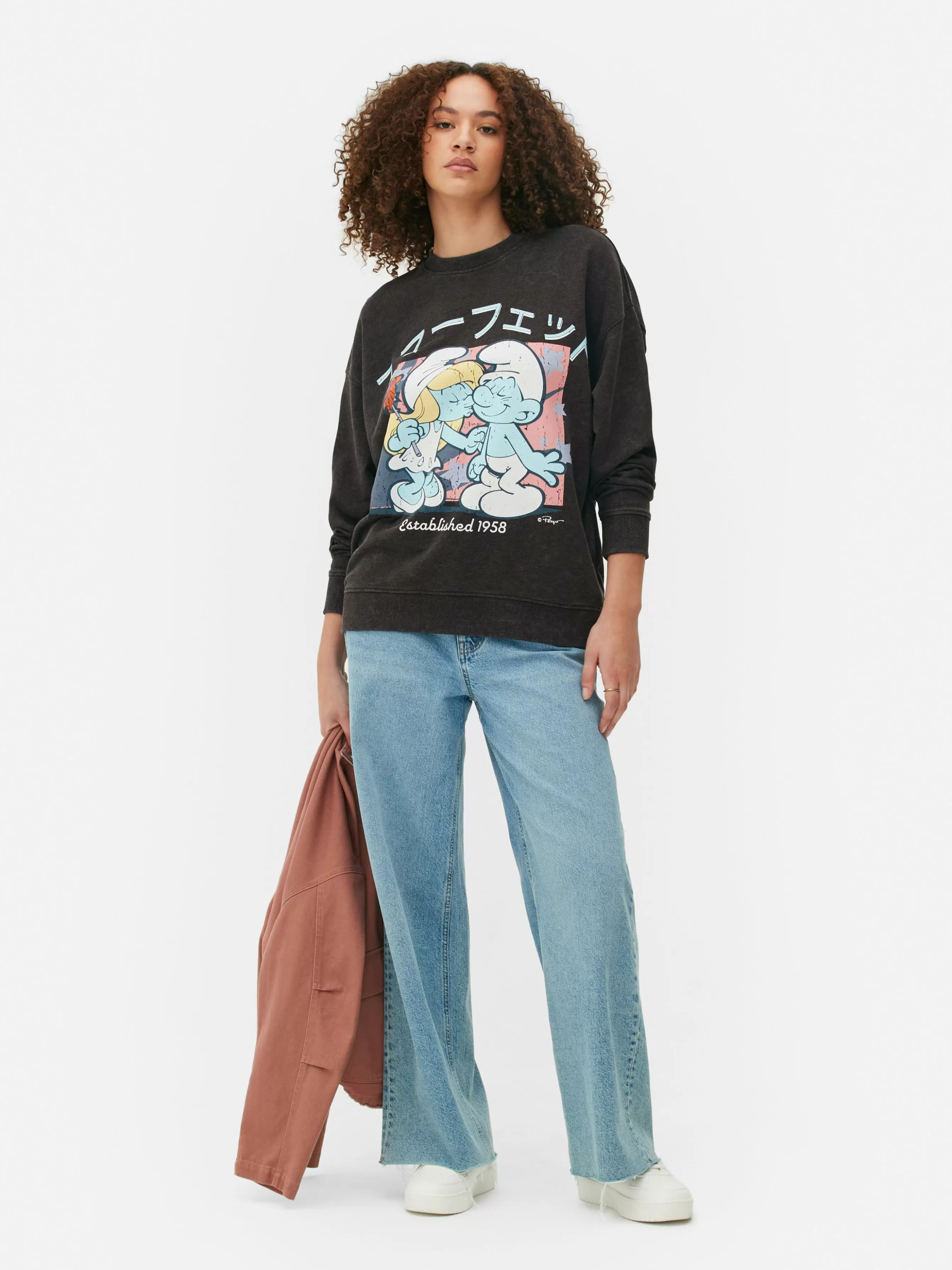 MULHER Primark Camisola Gráfica Corte Largo The Smurfs