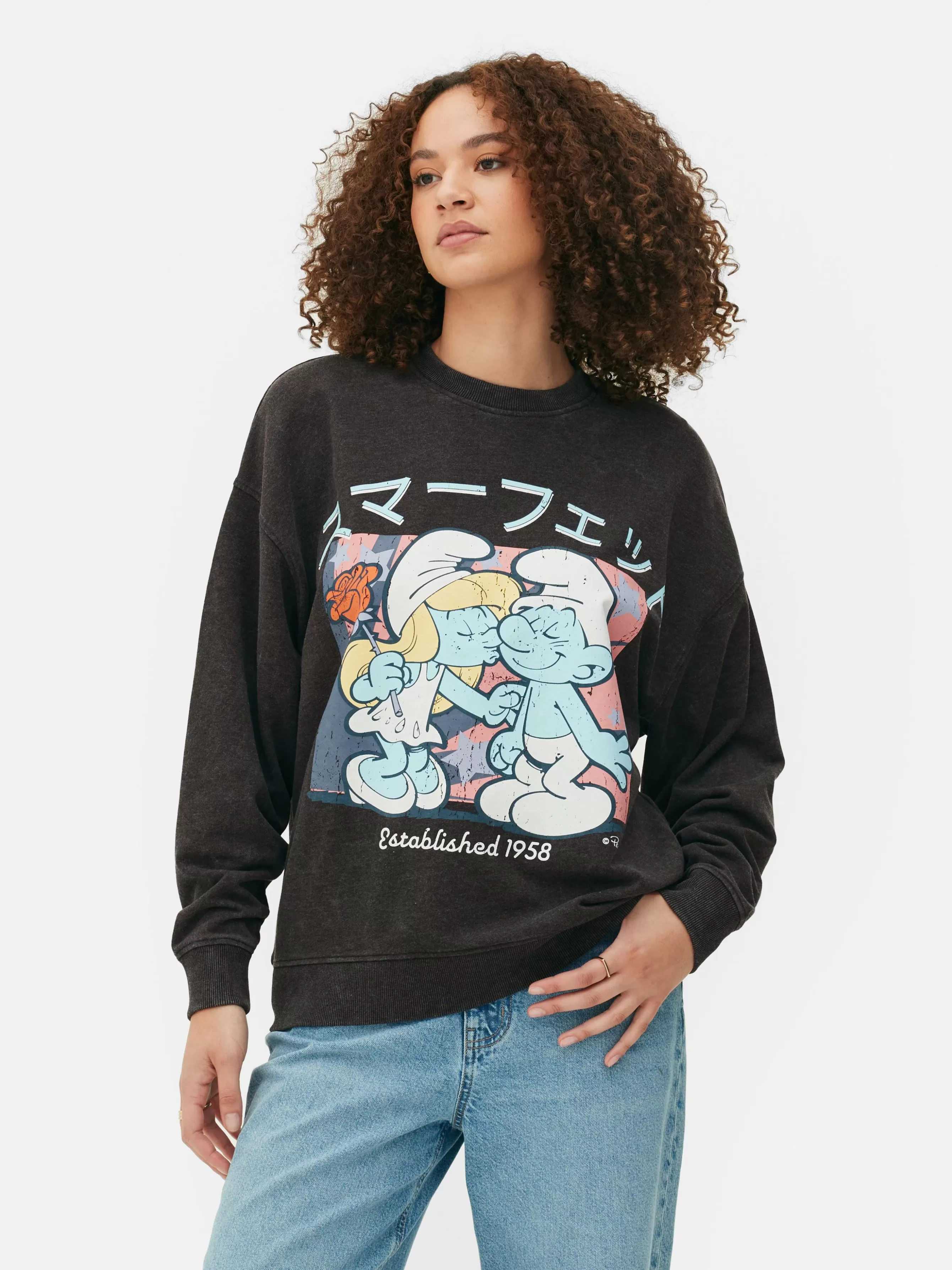 MULHER Primark Camisola Gráfica Corte Largo The Smurfs