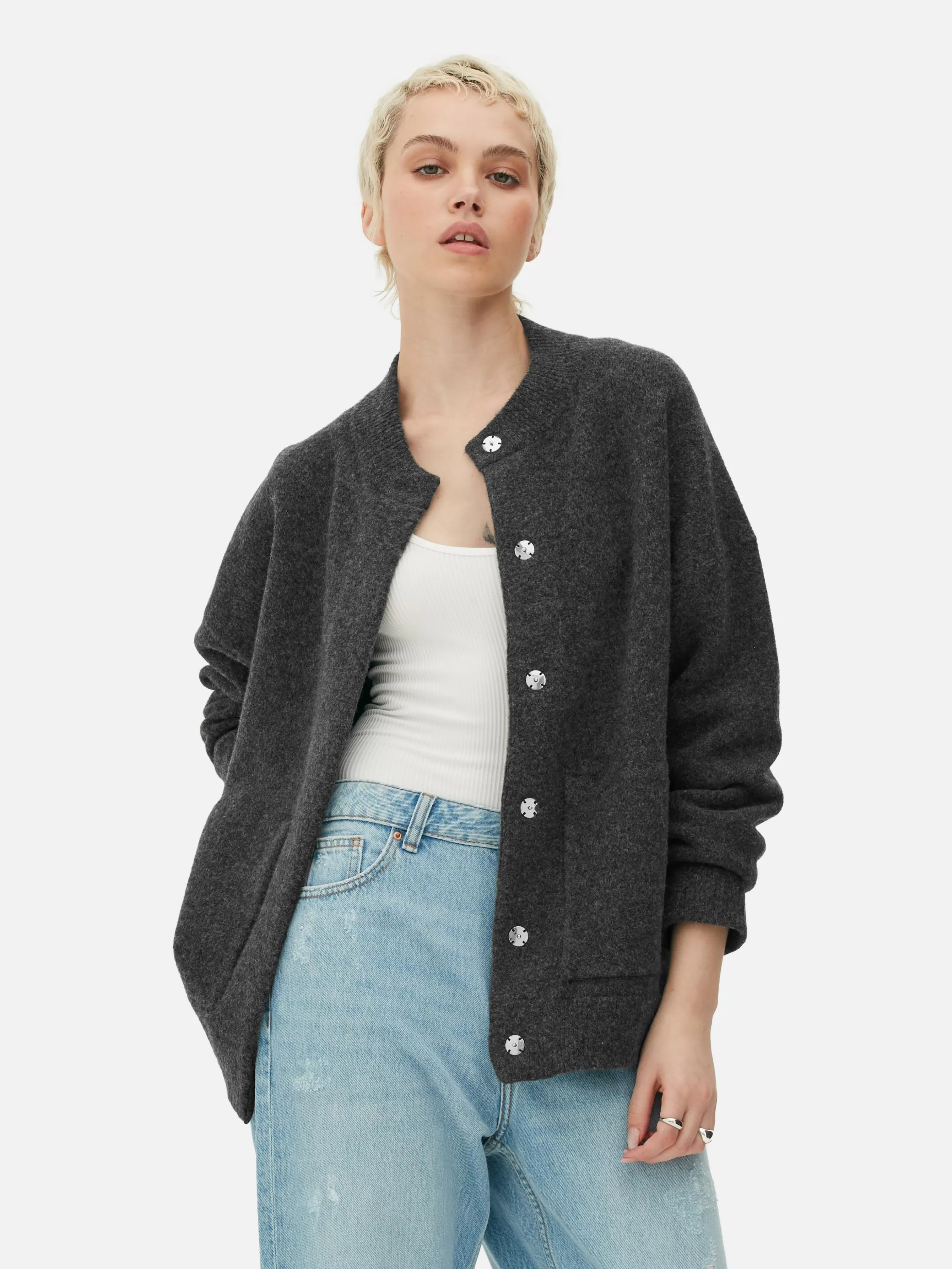 MULHER Primark Casaco Bomber Malha Corte Grande