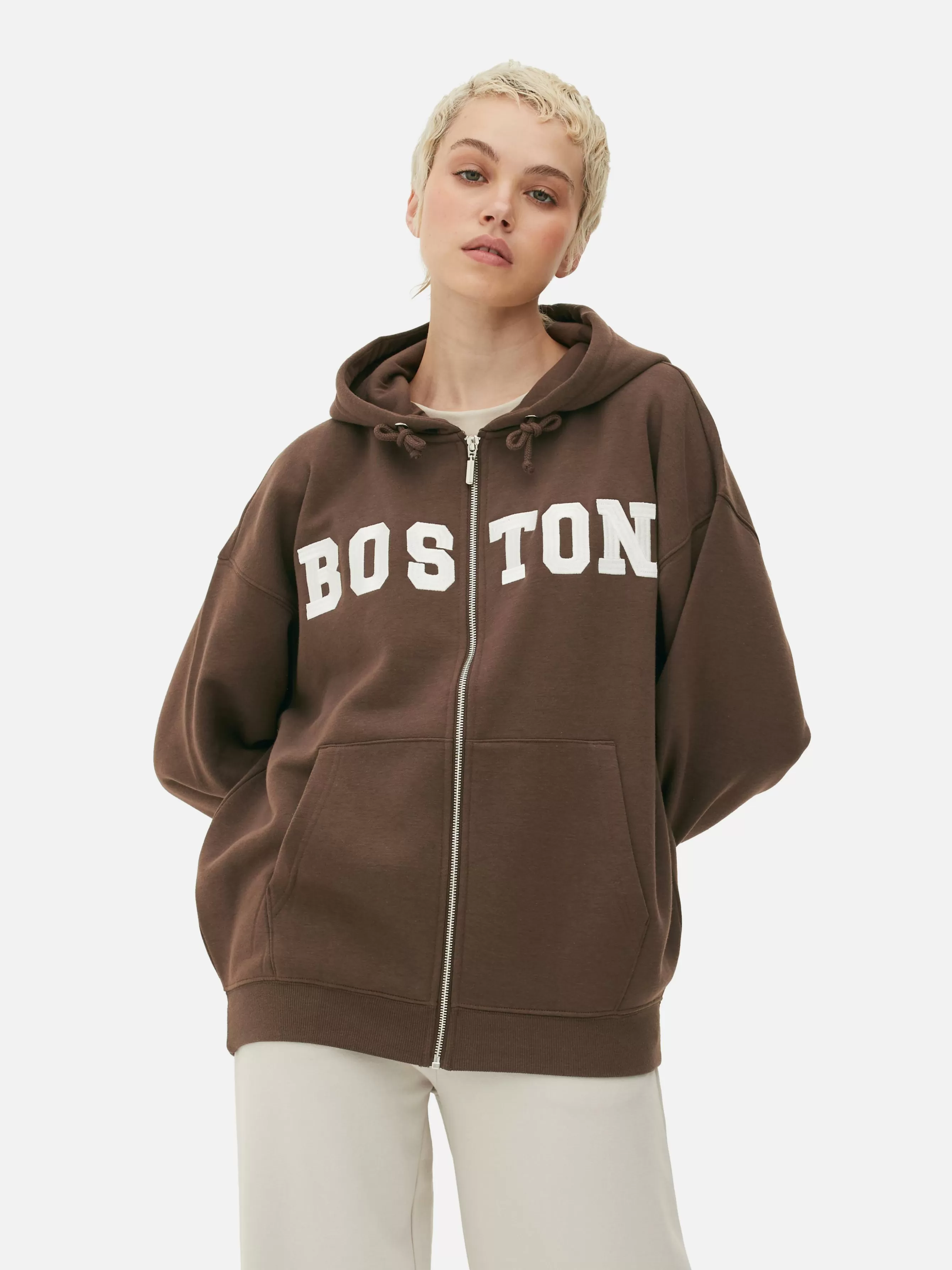 MULHER Primark Casaco Capuz Fecho Correr Corte Largo