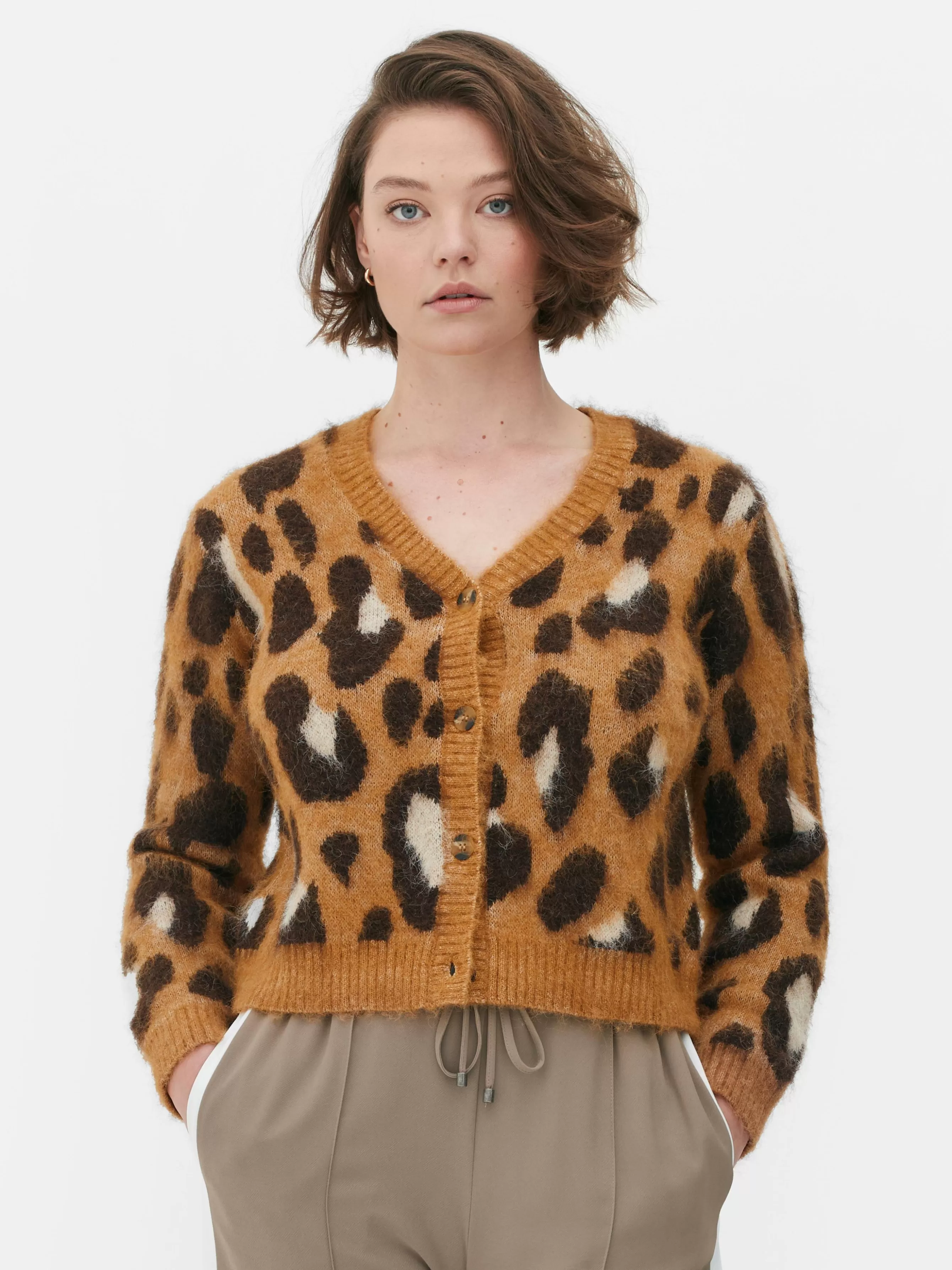 MULHER Primark Casaco Malha Curto Leopardo