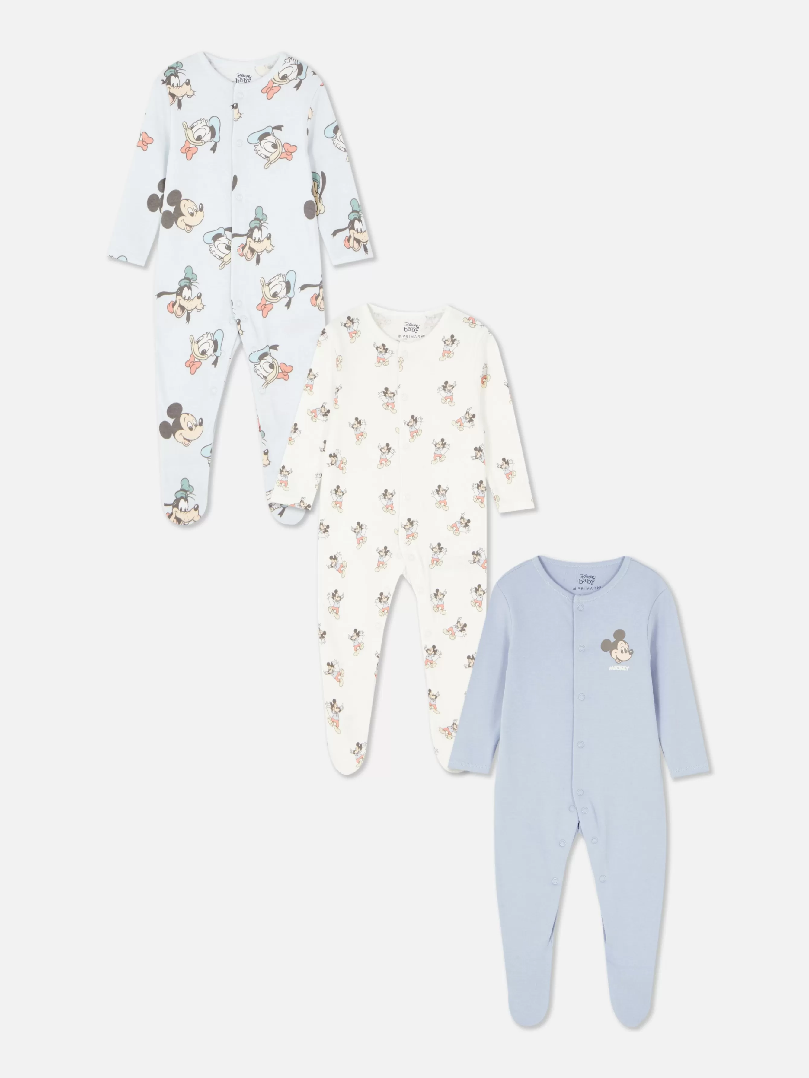 Primark Pack 3 Babygrows Disney Mickey Mouse & Friends