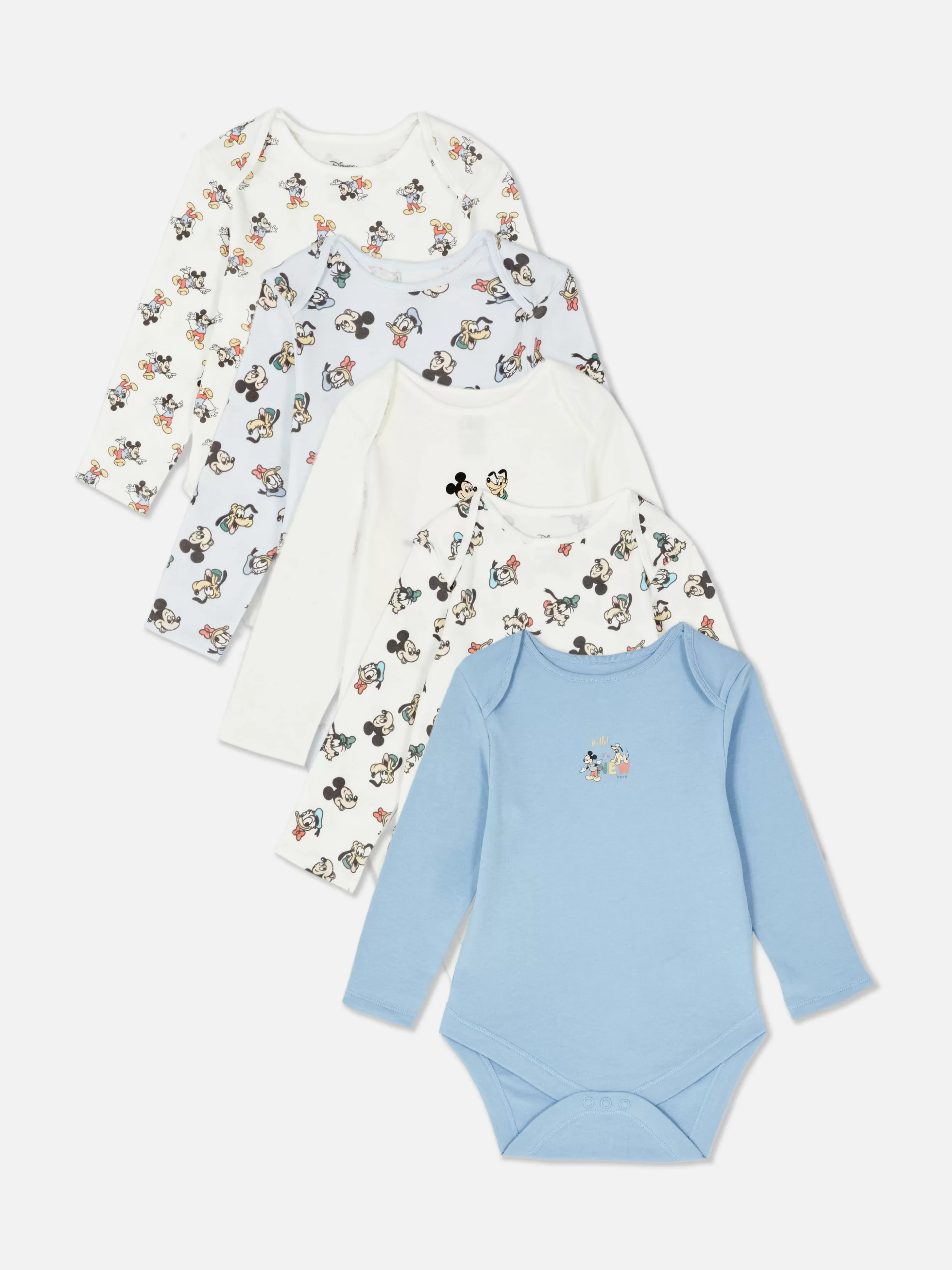 Primark Pack 5 Babygrows Disney Mickey Mouse & Friends