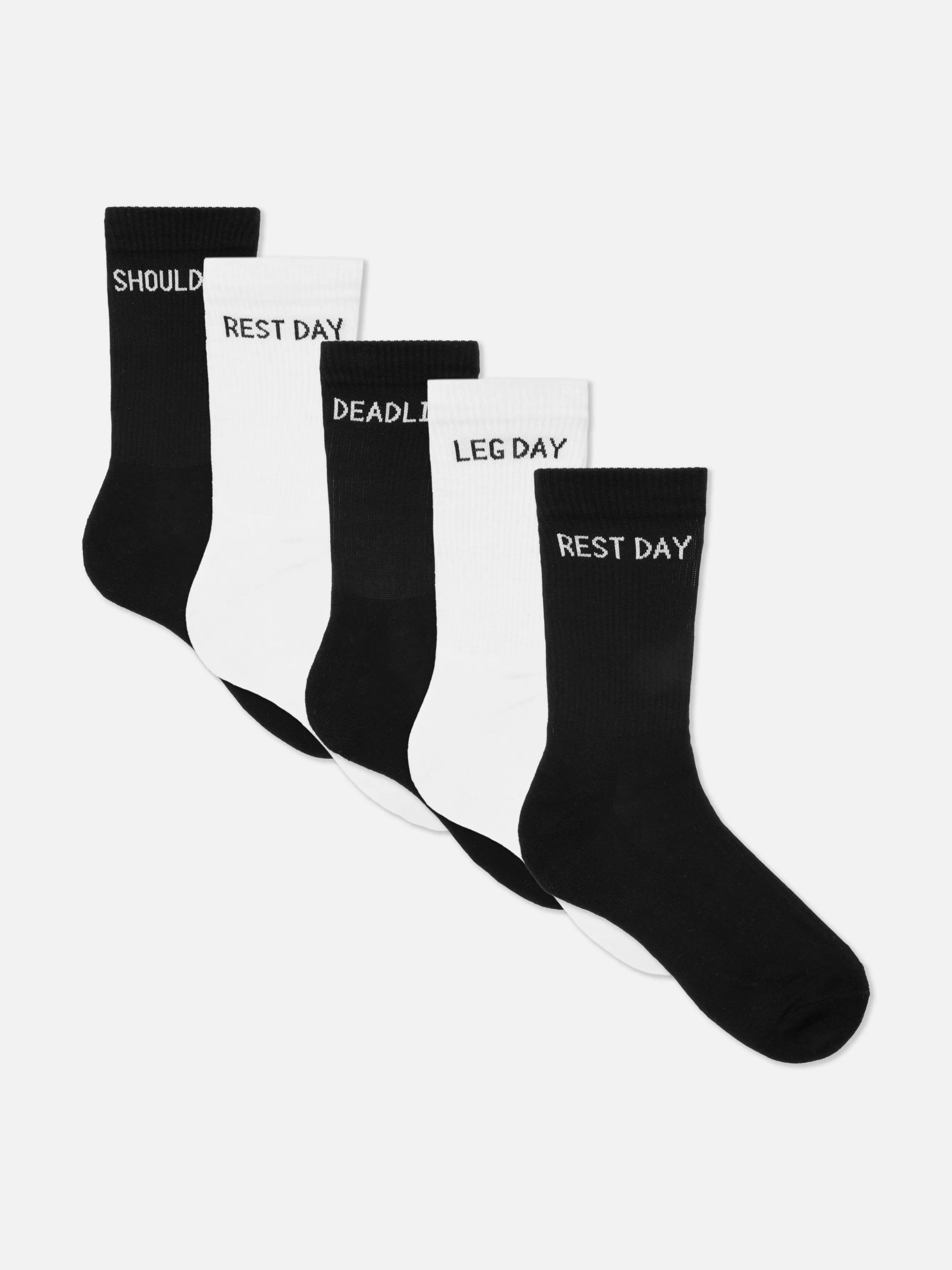 Primark Pack 5 Pares Meias Cano Médio Slogan Ginásio