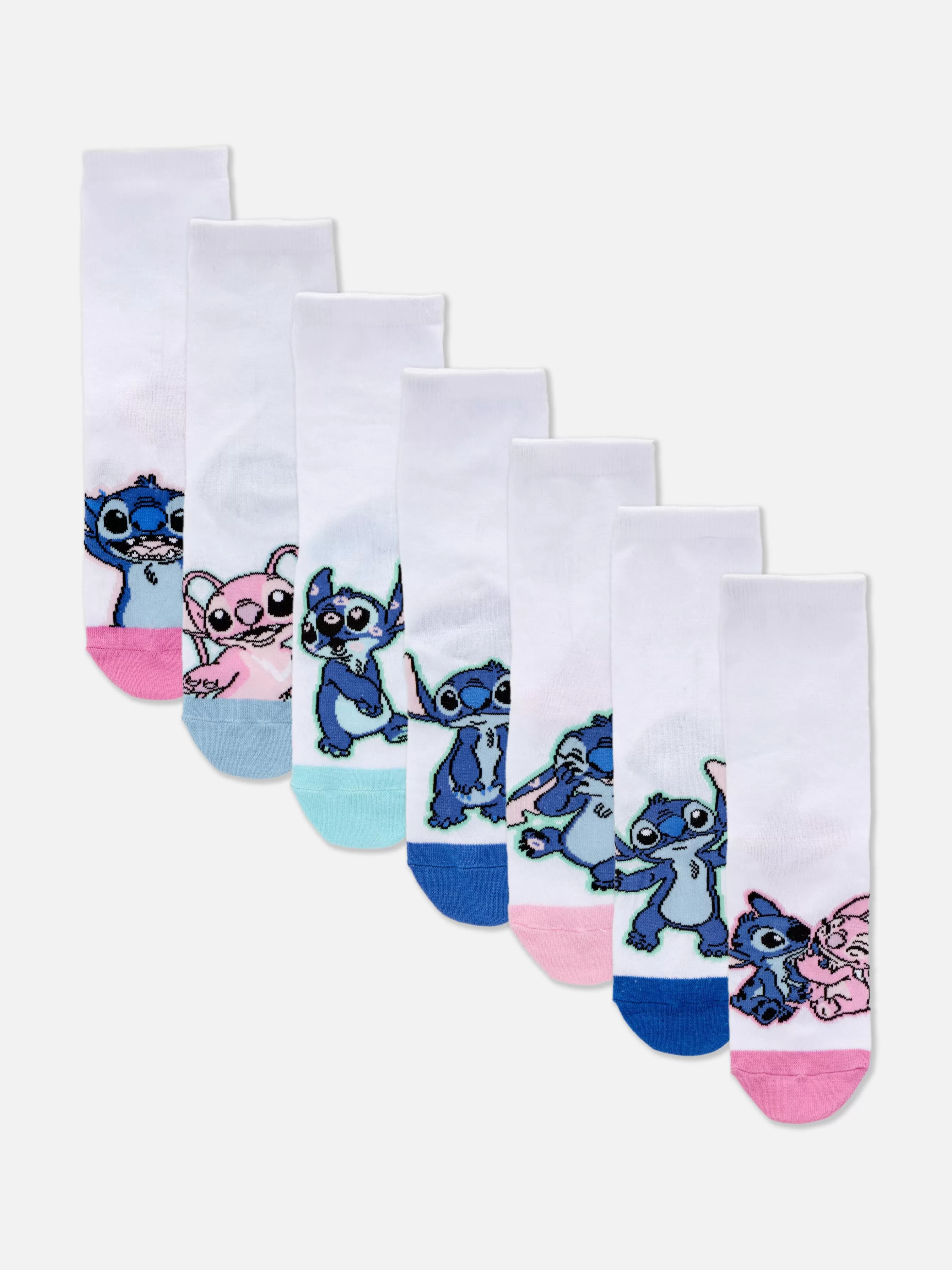 Primark Pack 7 Pares Soquetes Disney Stitch & Angel