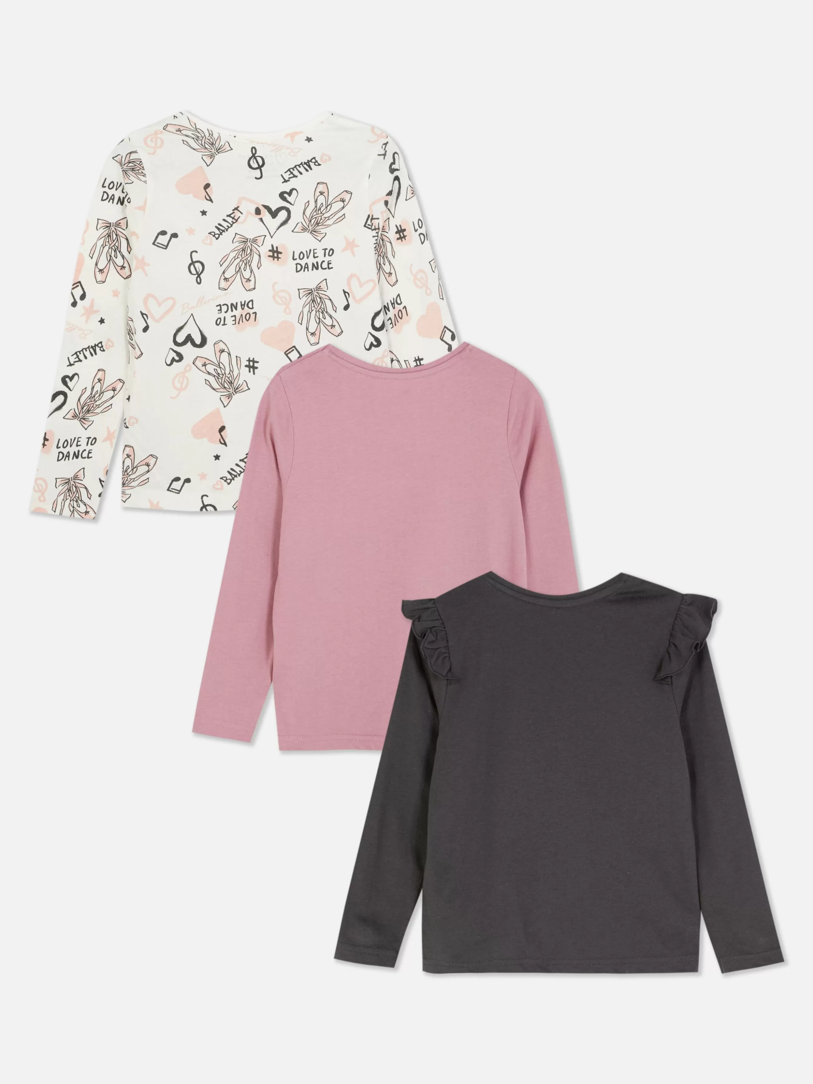 Primark Pack 3 T-shirts Manga Comprida Gráficas Ballet