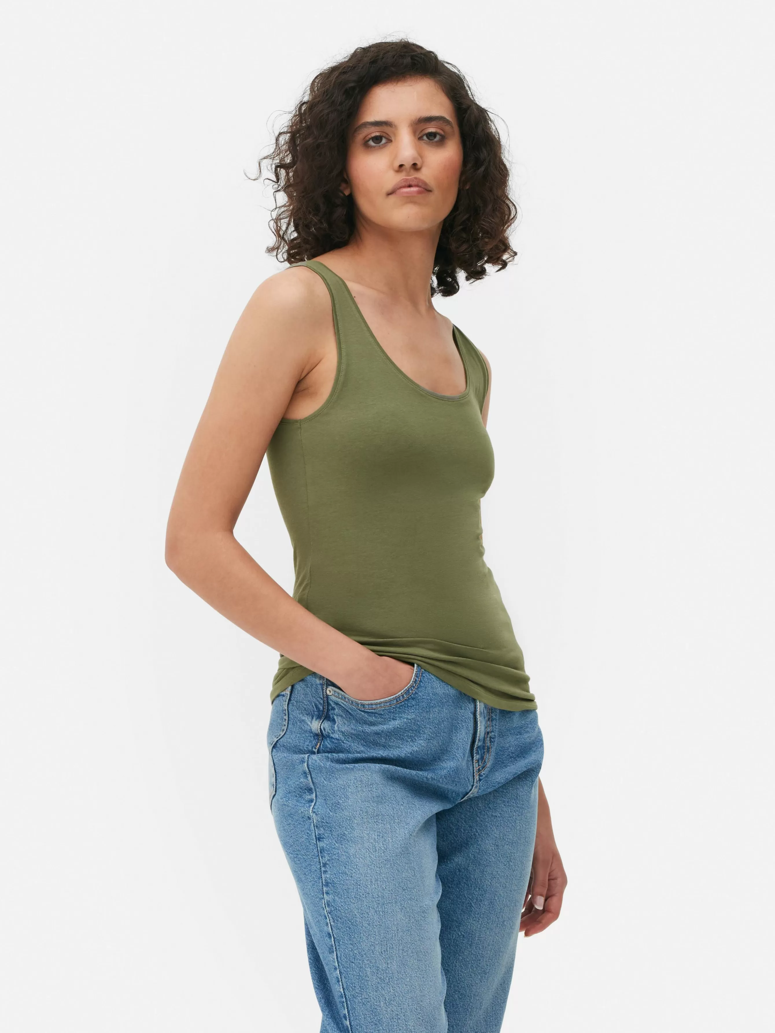 MULHER Primark Top S/ Mangas Elástico Básico