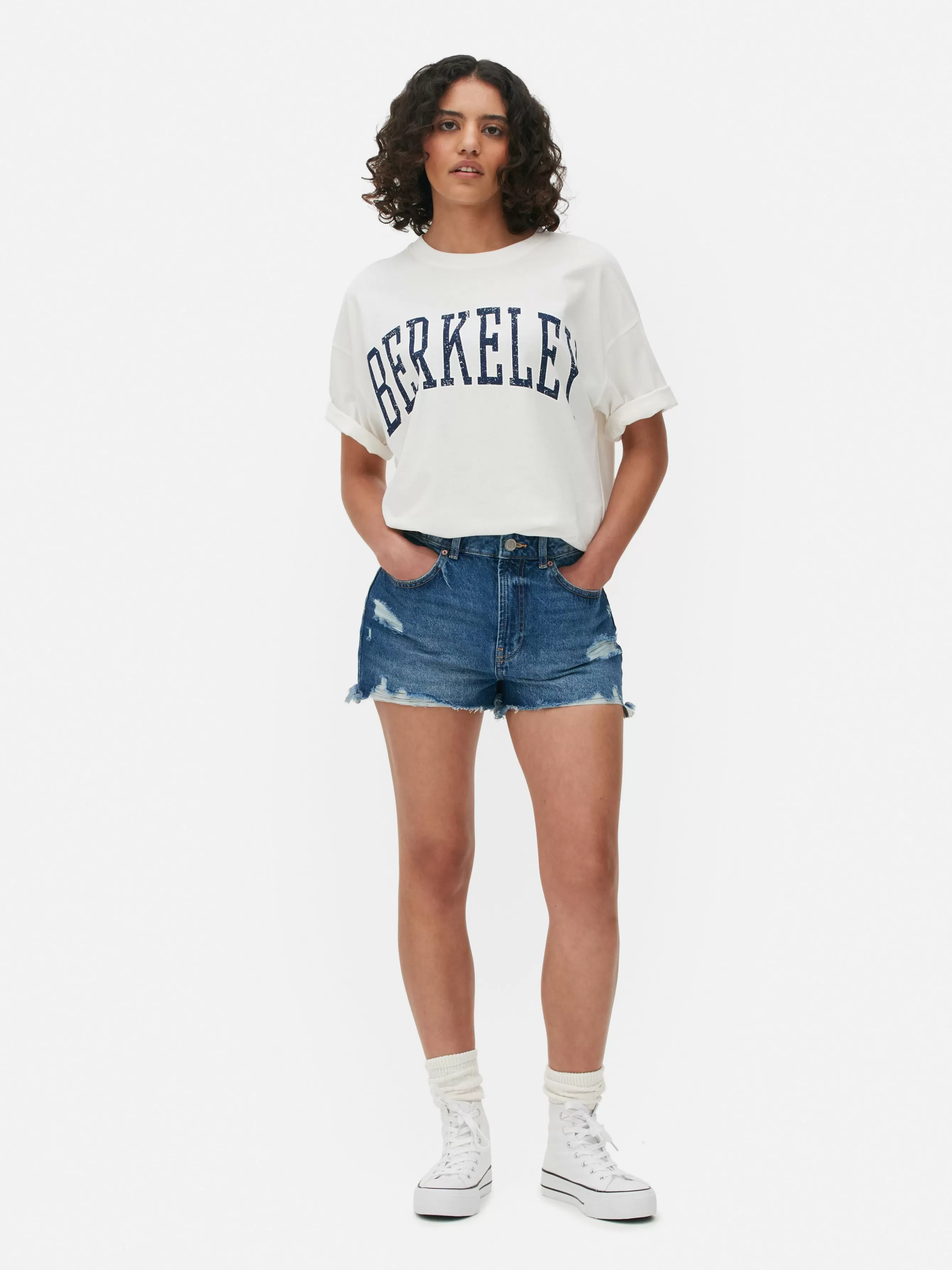 MULHER Primark T-shirt Corte Grande Conjunto Coordenado Berkeley