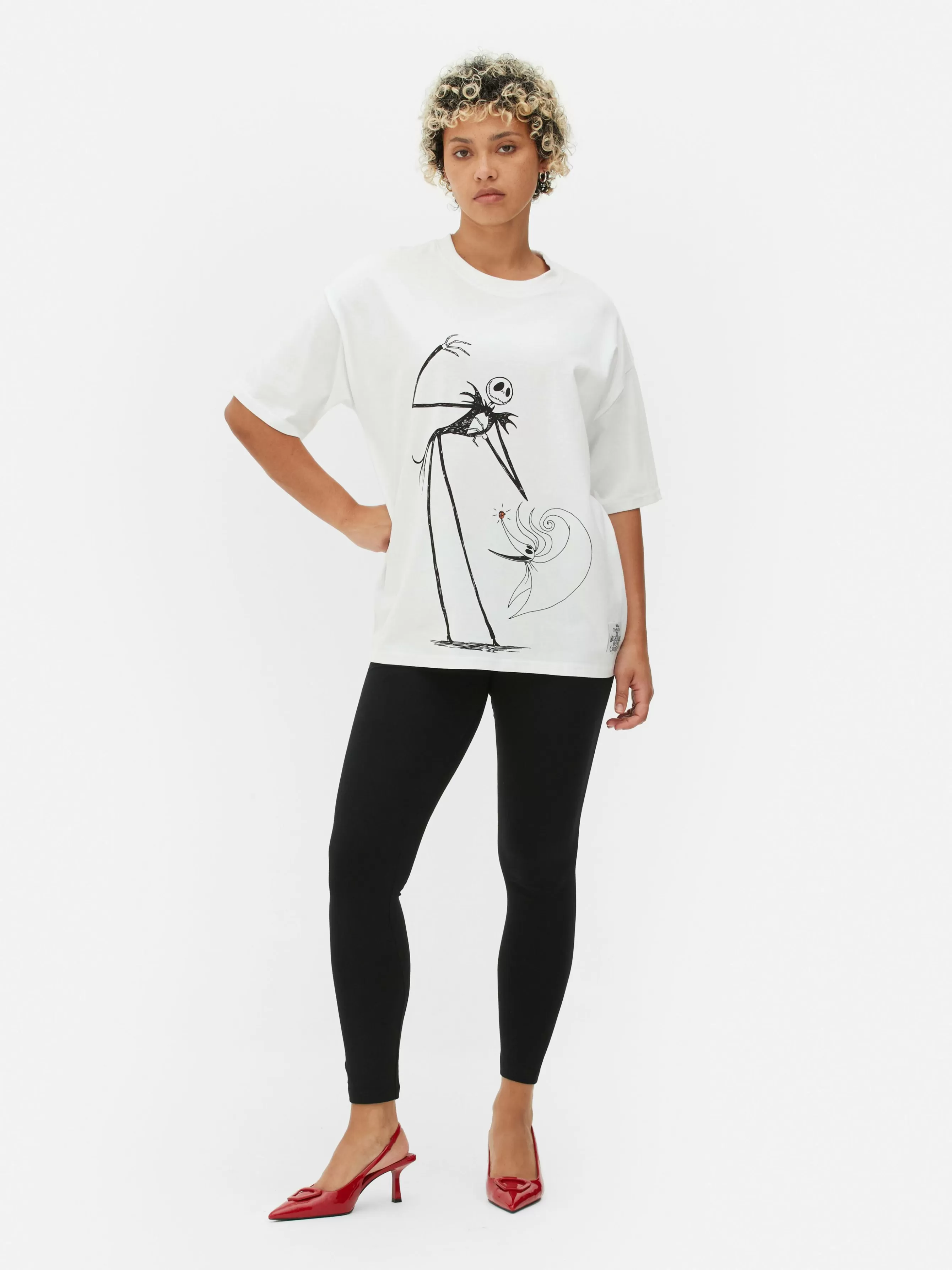 MULHER Primark T-shirt Corte Grande Disney Tim Burton O Estranho Mundo De Jack