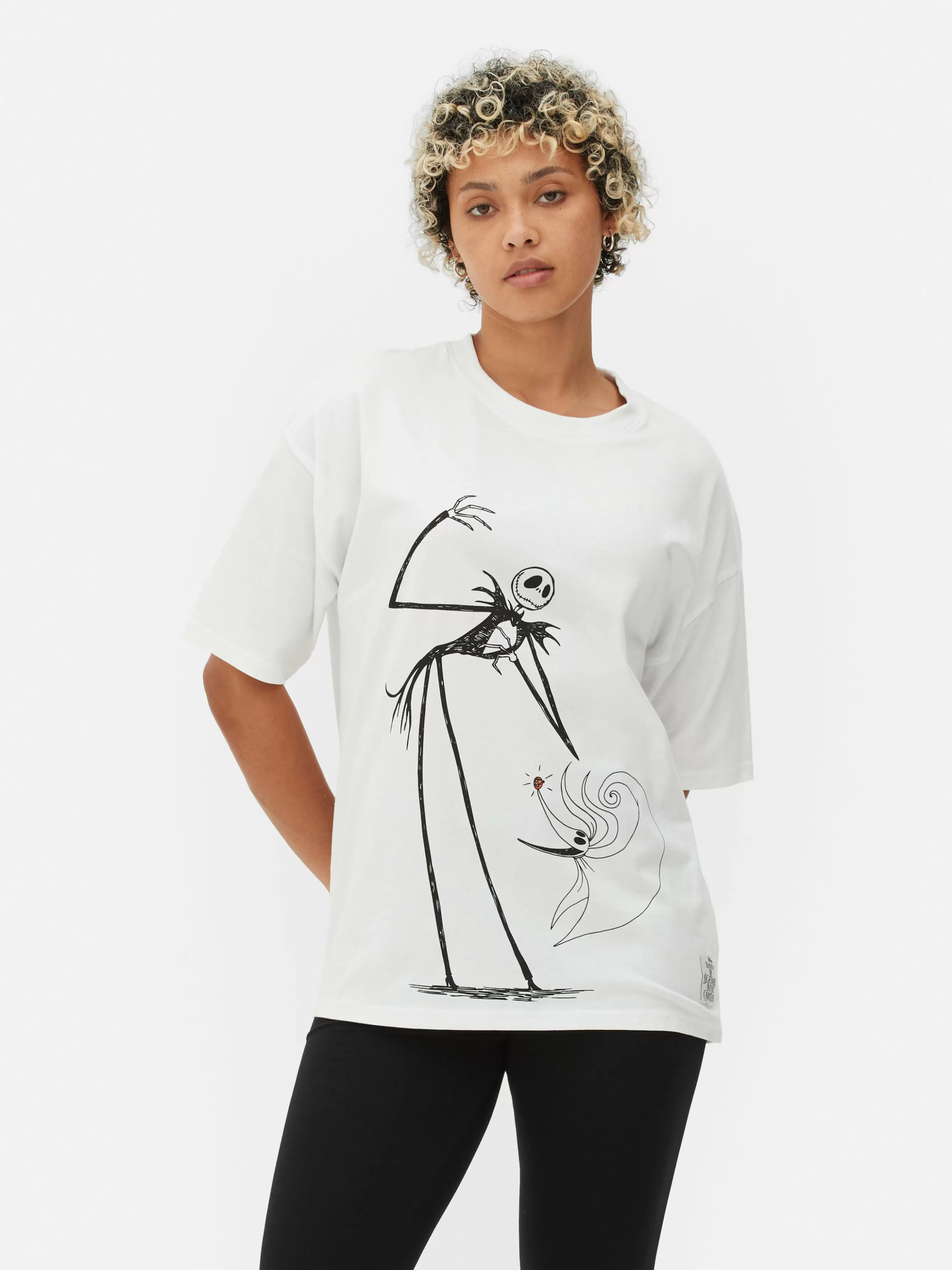 MULHER Primark T-shirt Corte Grande Disney Tim Burton O Estranho Mundo De Jack
