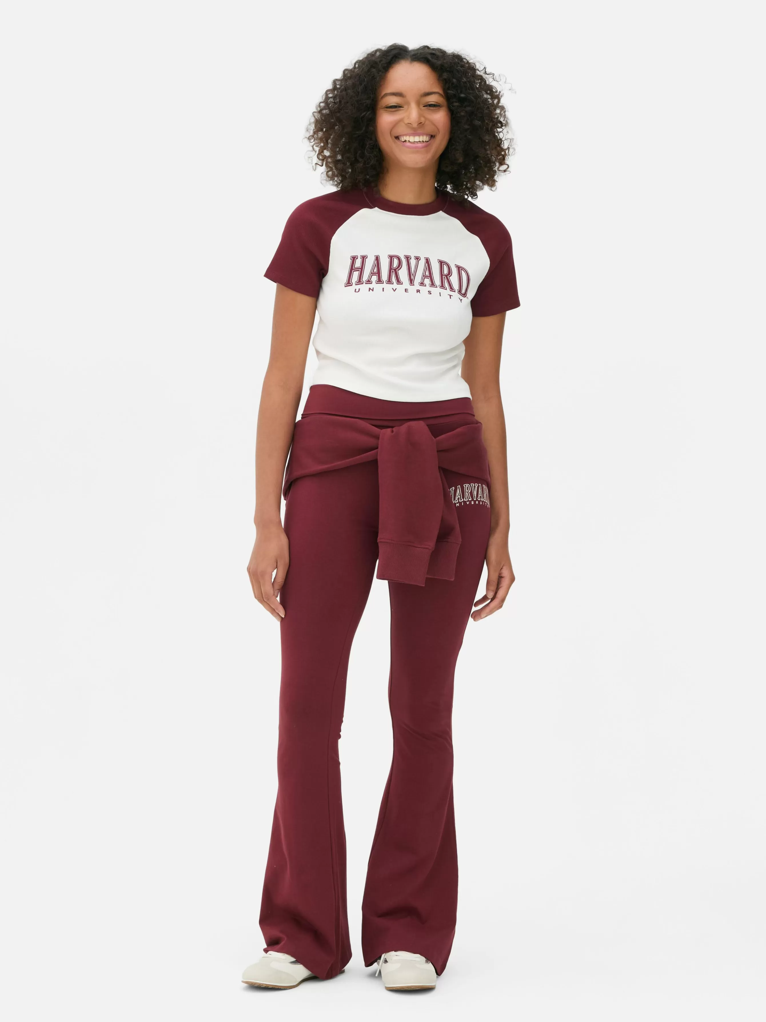 MULHER Primark T-shirt Curta Raglã Harvard