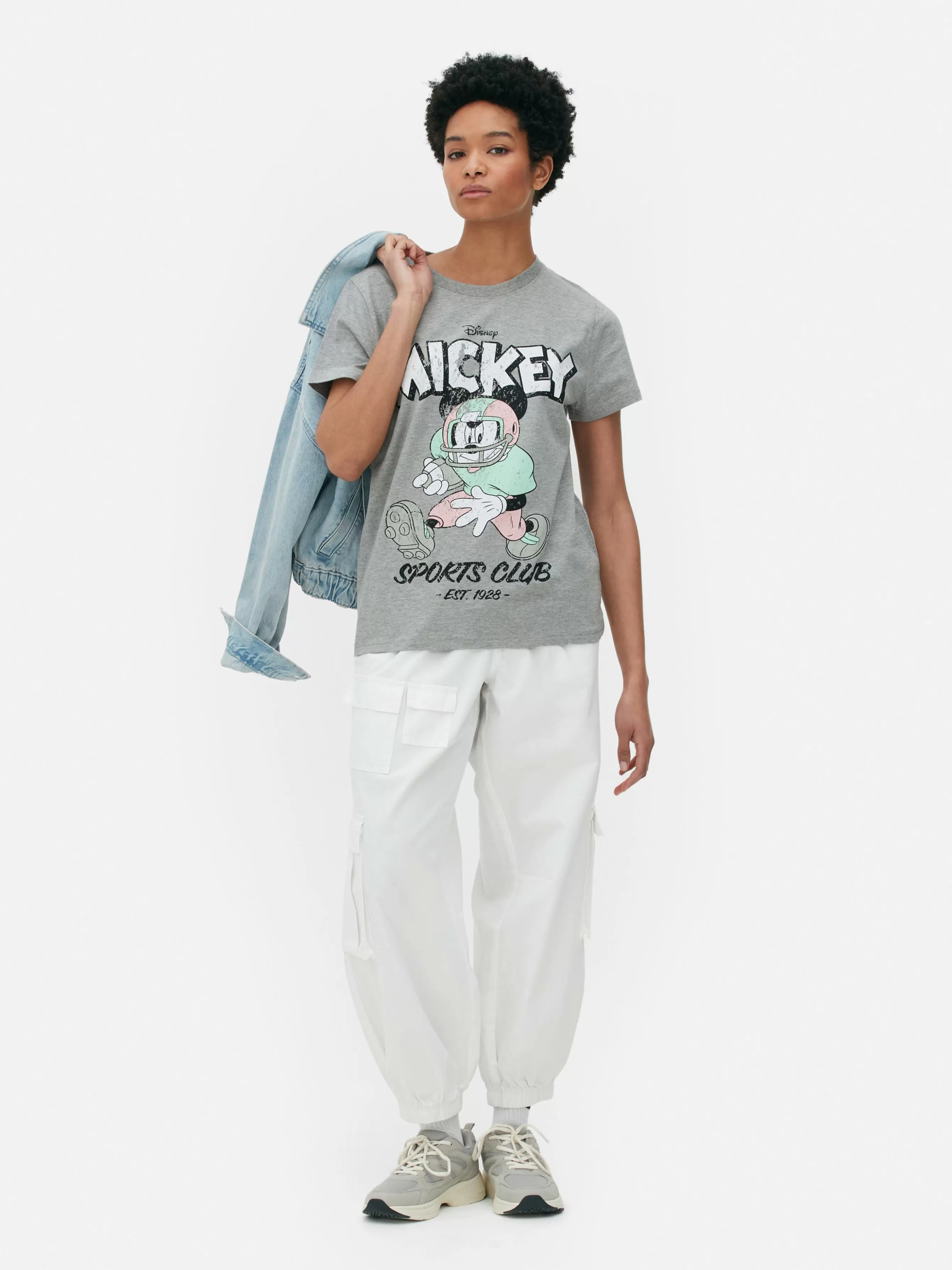 MULHER Primark T-shirt Disney Mickey Mouse Sports Club