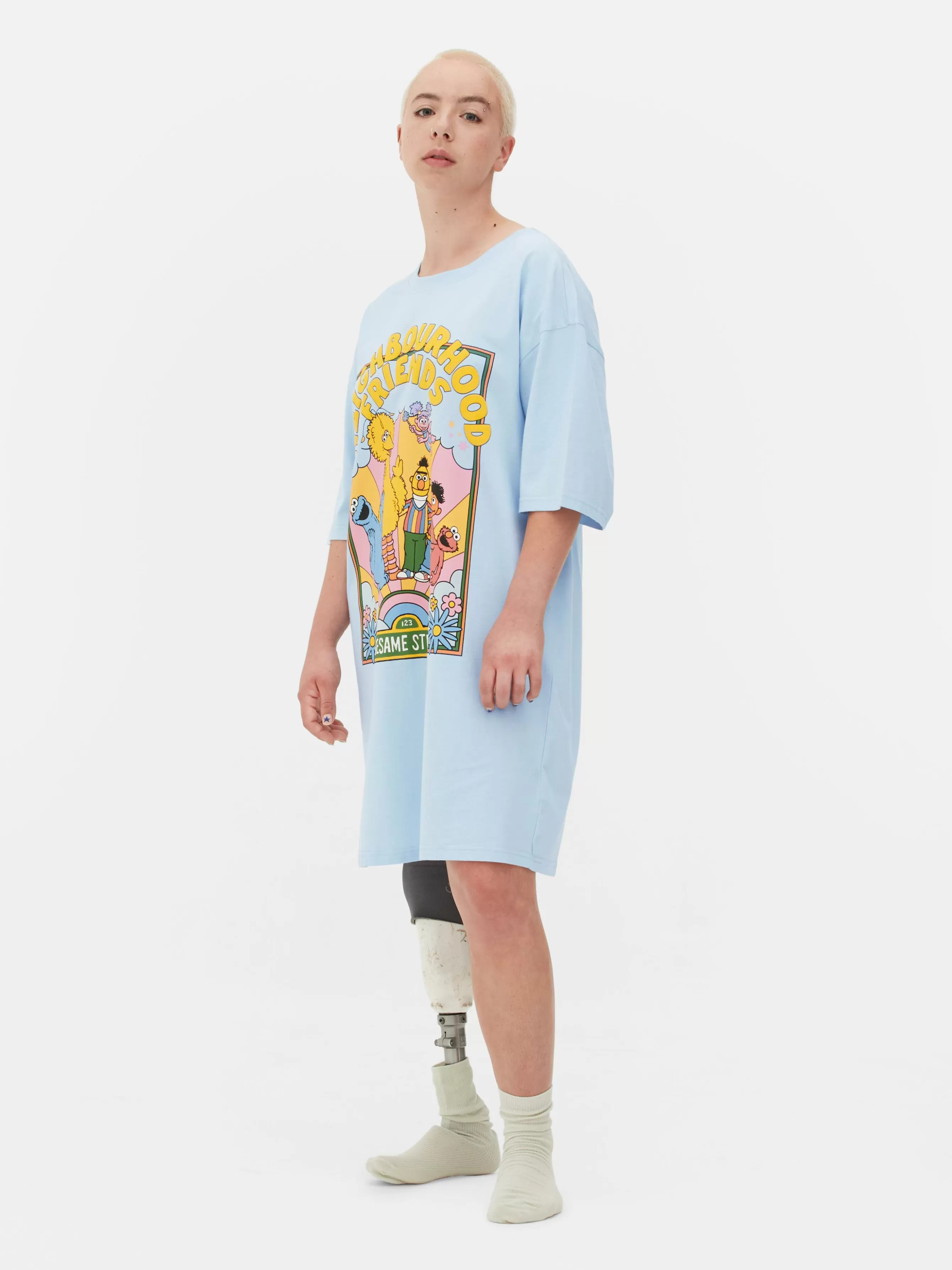 MULHER Primark T-shirt Dormir Comprida Corte Grande Rua Sésamo