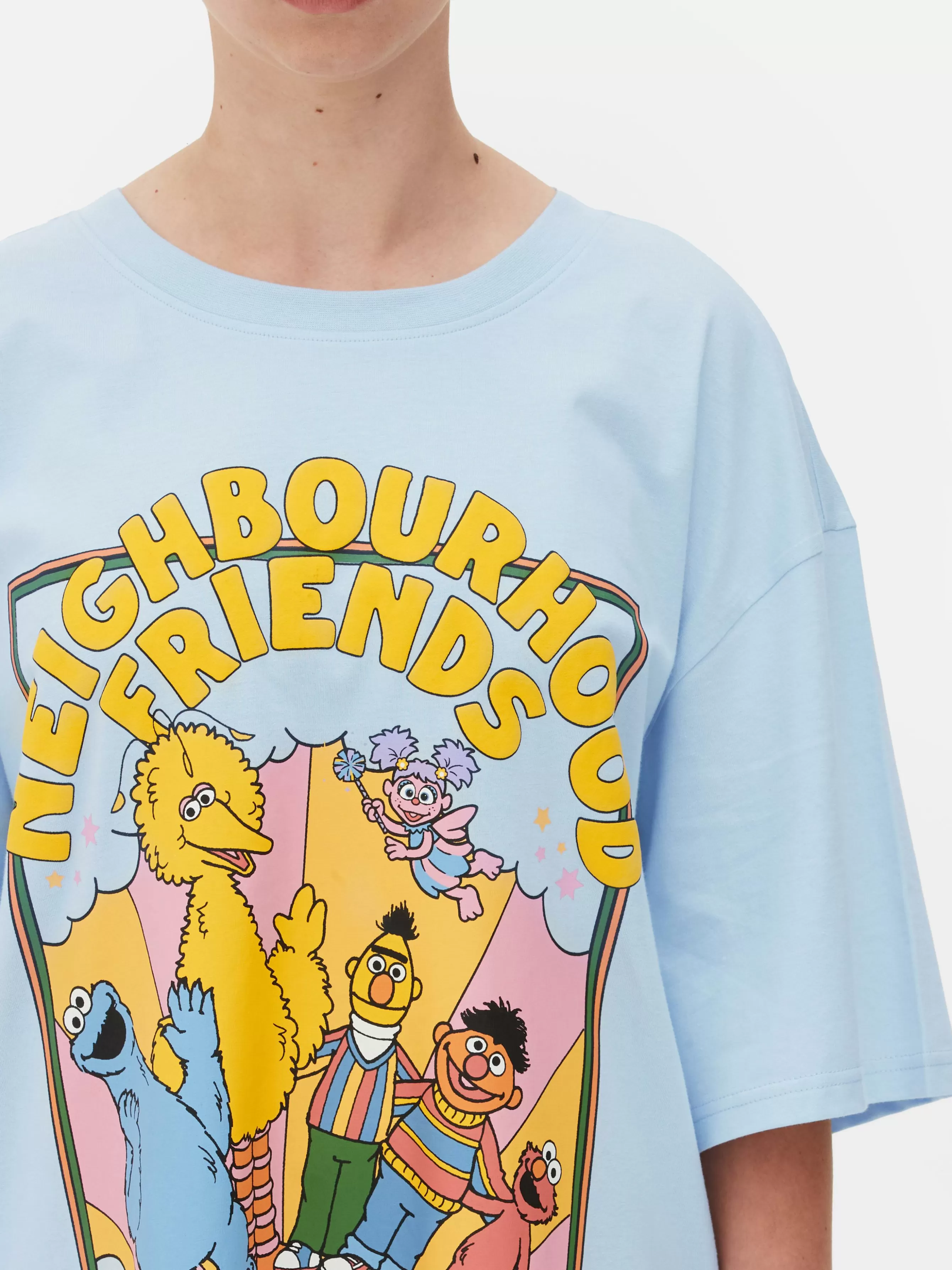 MULHER Primark T-shirt Dormir Comprida Corte Grande Rua Sésamo