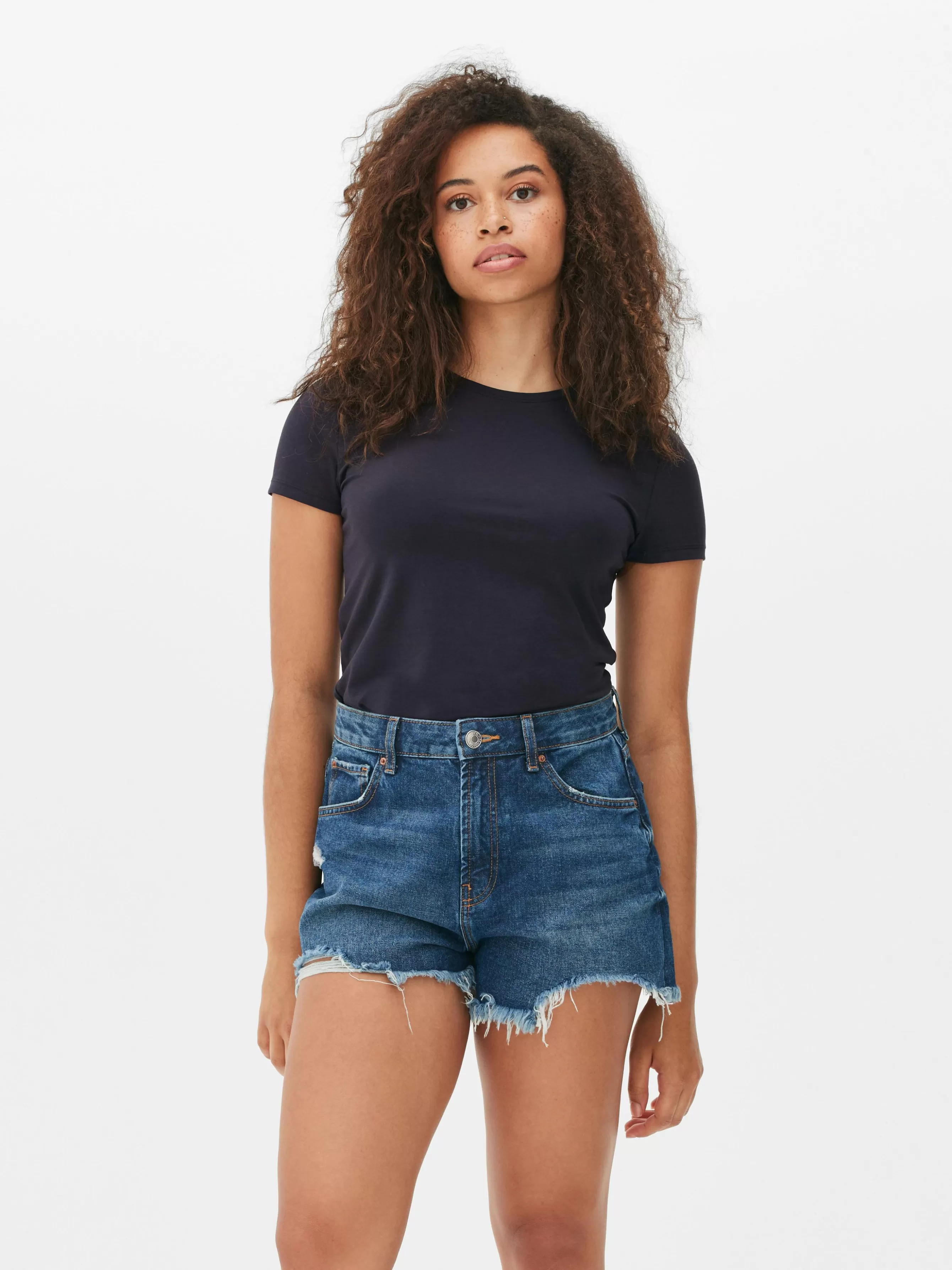 MULHER Primark T-shirt Elástica Gola Redonda