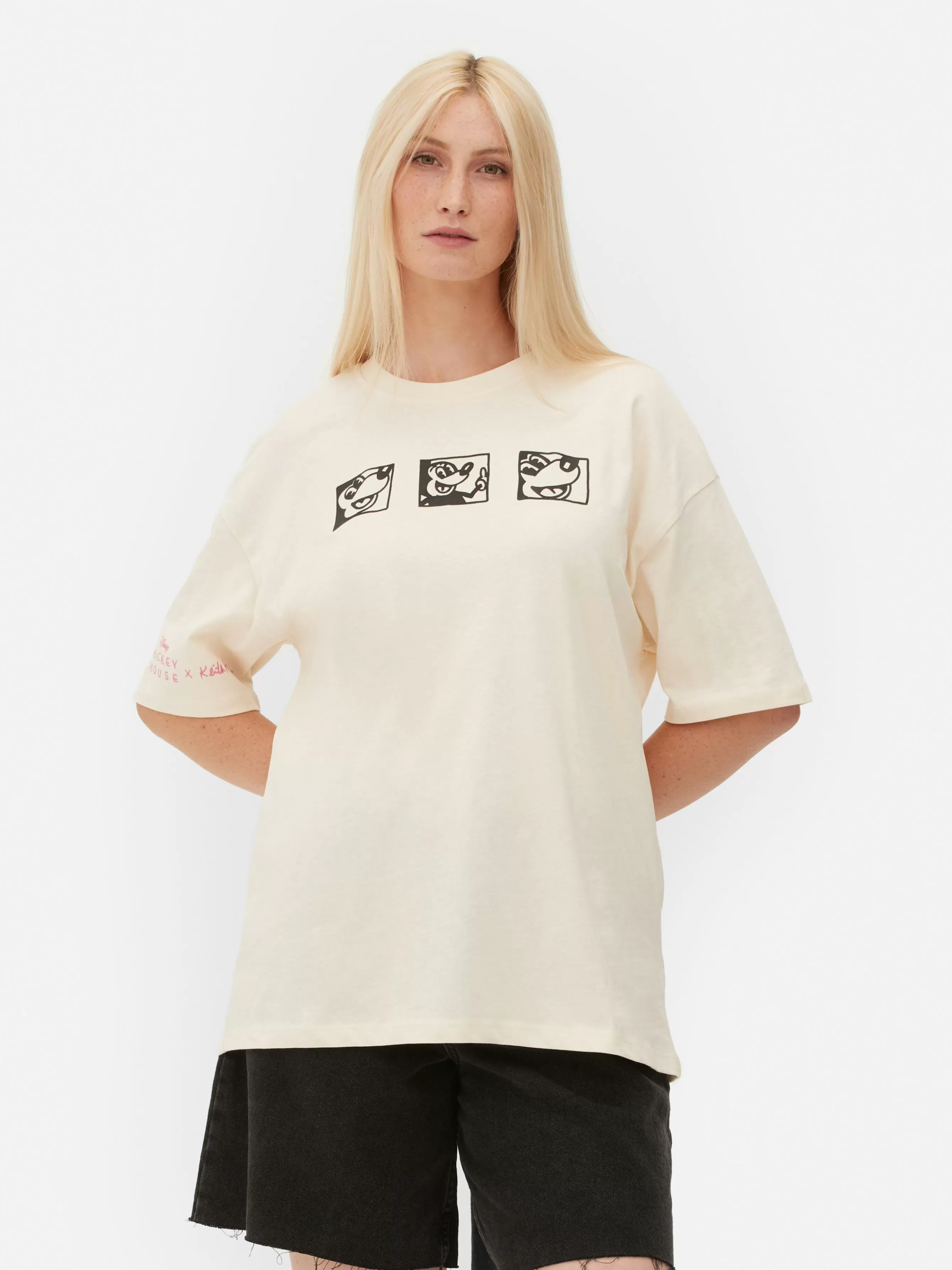 MULHER Primark T-shirt Grande Disney Mickey Mouse X Keith Haring