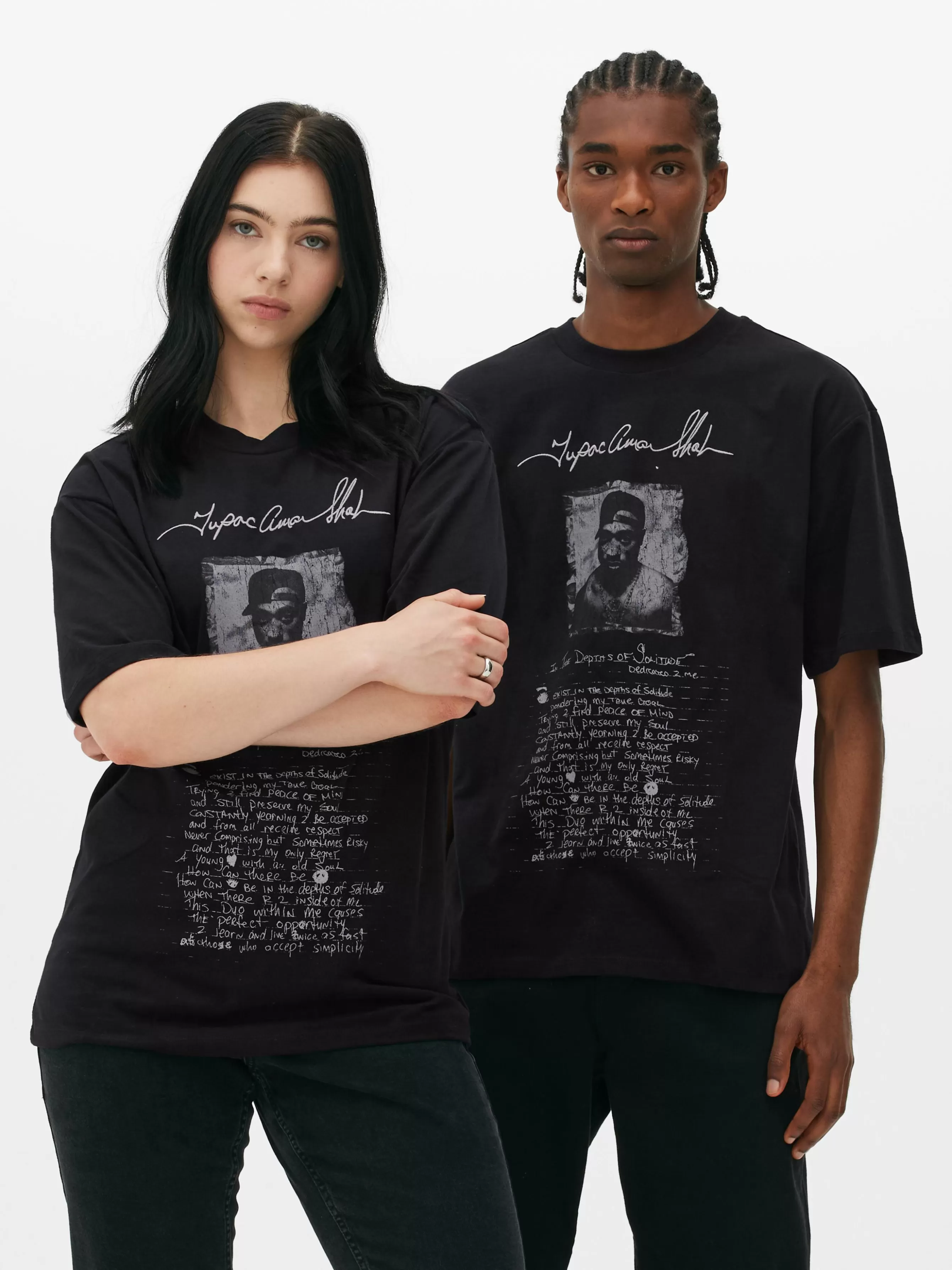 MULHER Primark T-Shirt Gráfico Tupac