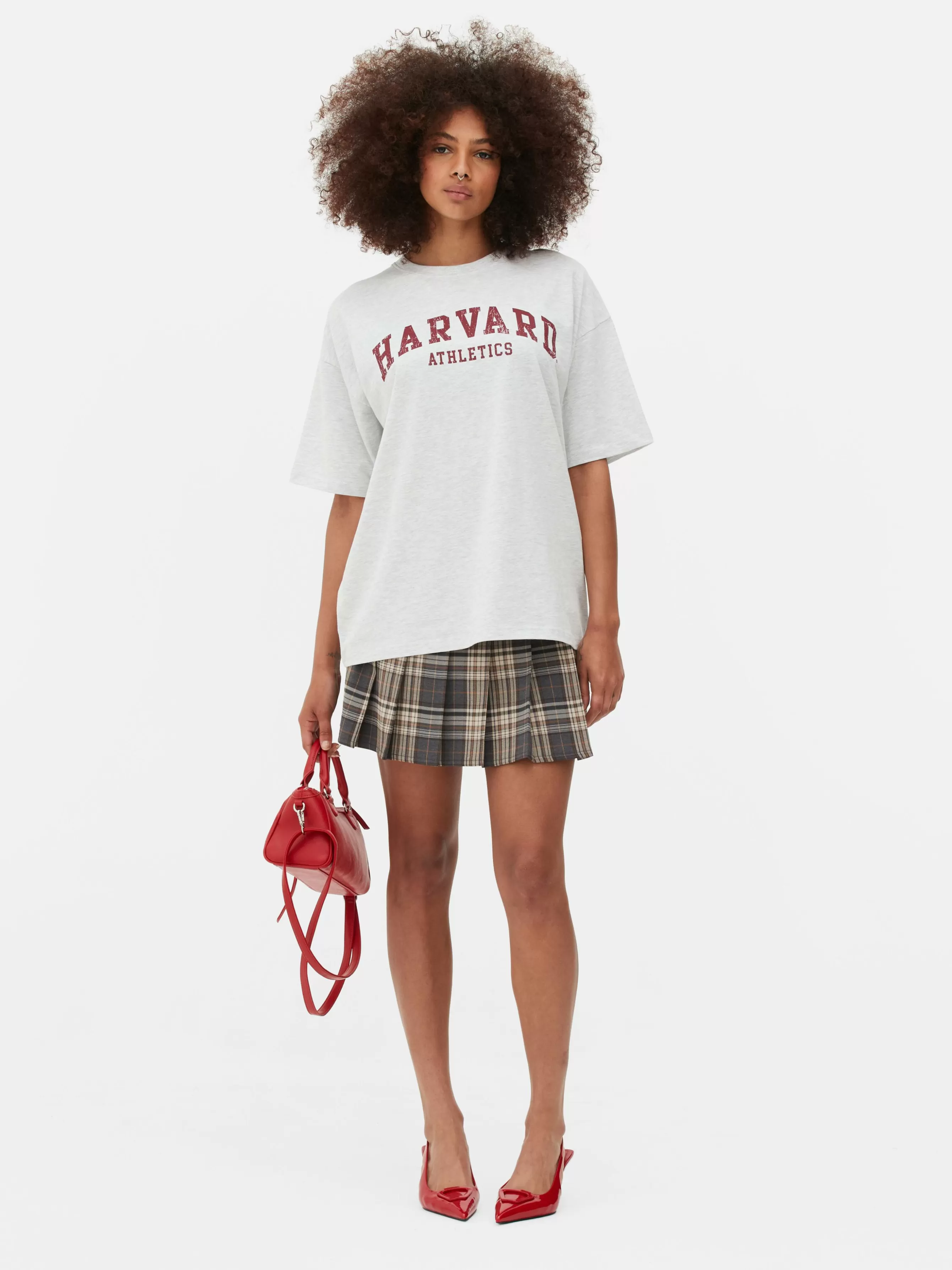 MULHER Primark T-shirt Manga Curta Harvard