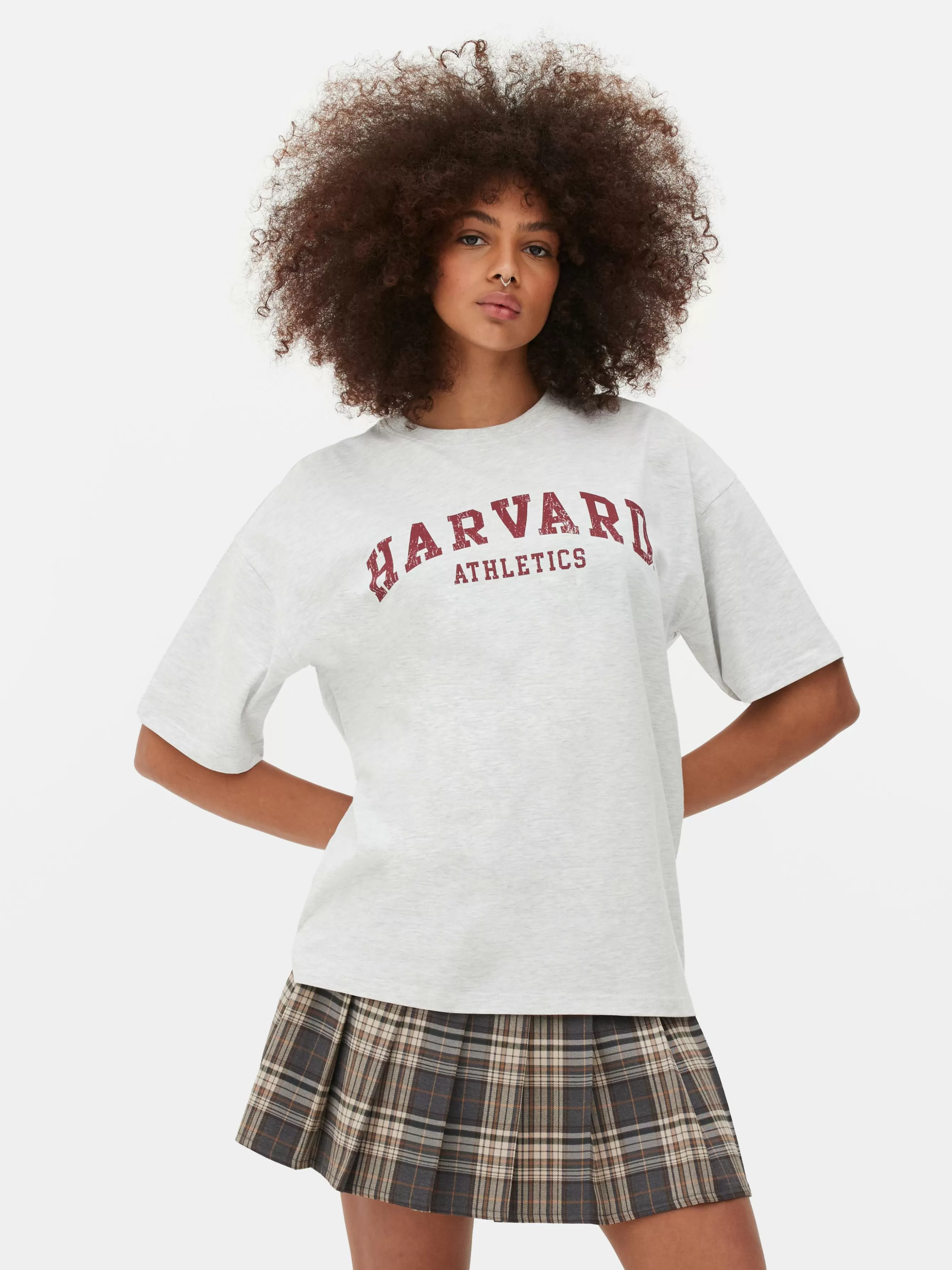 MULHER Primark T-shirt Manga Curta Harvard