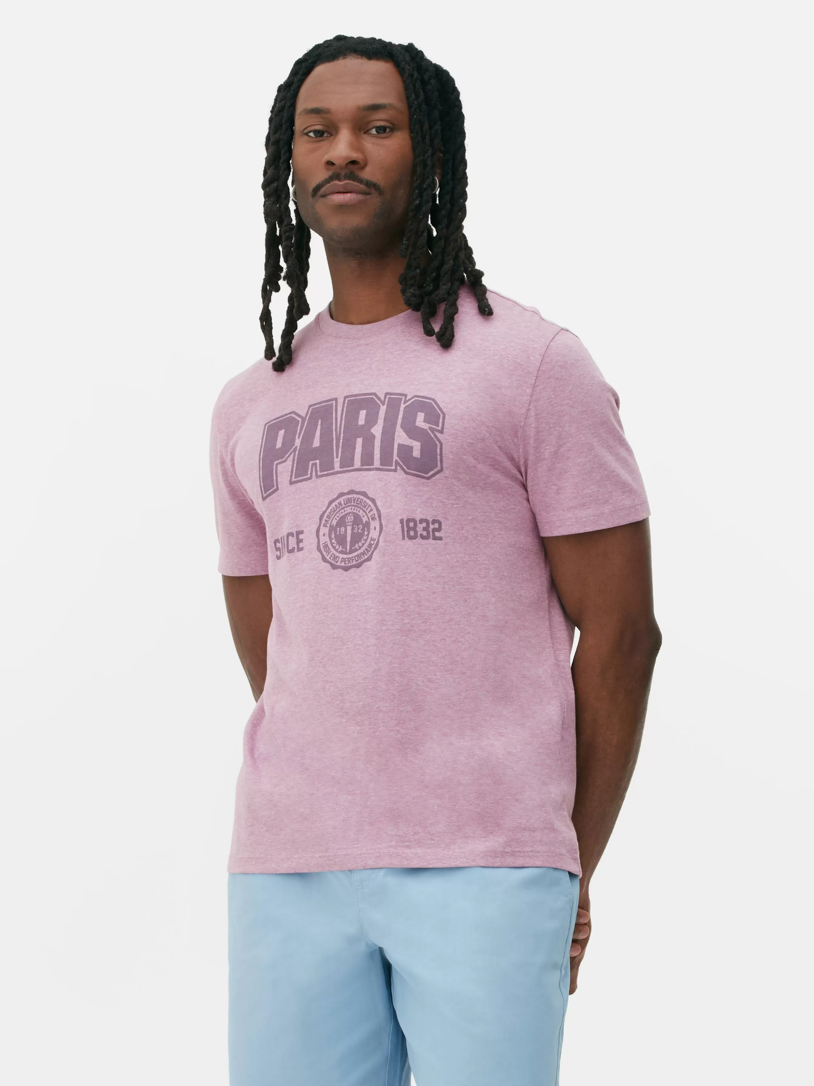 Primark T-shirt Manga Curta Universitária Paris