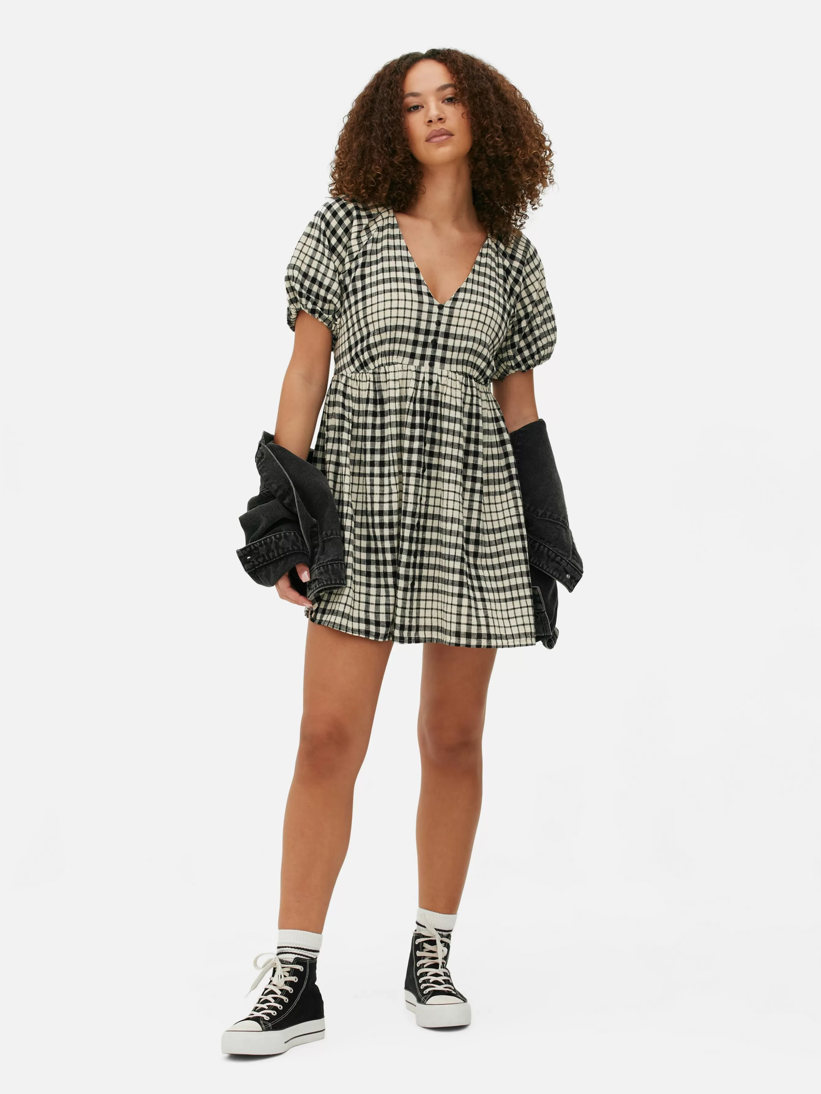 MULHER Primark Vestido Franzido Manga Balão Decote V